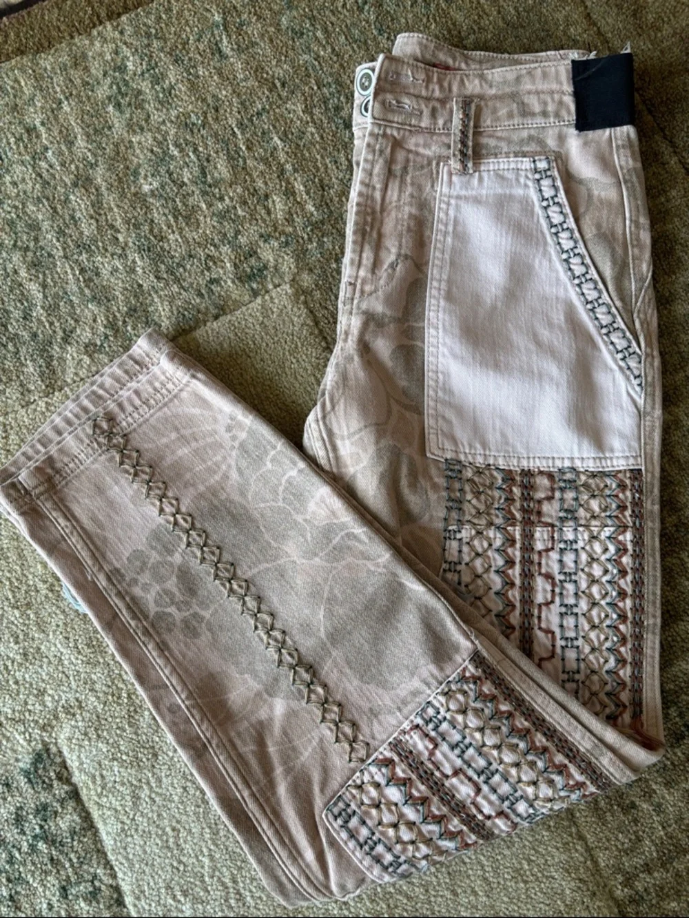 Anthropology’s Pilcro Neutral Patchwork Wide-Leg Jeans in Beige and Cream - Picture 15 of 15